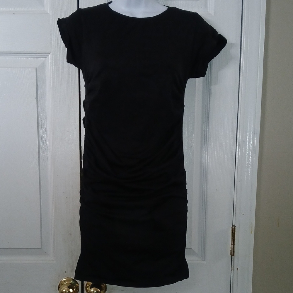 BLANQI Maternity Dress Ruched Black Stretch Bodycon Knit Sz S/M NWOT